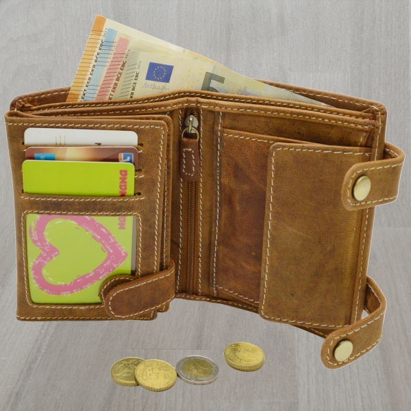 Wild Things Edition Herren Biker Geldbörsen mit RFID Schutz Hosenkette und Riegelverschluss (Hochf. braun)